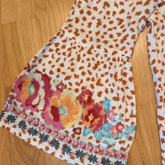 Savanna Jane Top Womens Small Print Floral Embroidered Boho Bell Sleeve - Picture 2 of 7